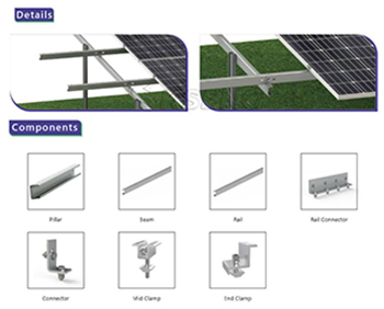 Structure de supports de montage au sol en acier pour panneau solaire photovoltaïque, fabricant