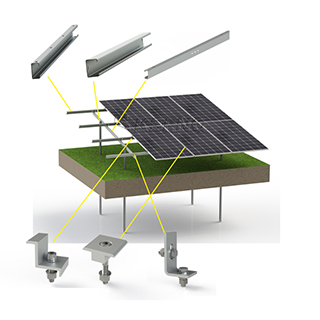 Structure de supports de montage au sol en acier pour panneau solaire photovoltaïque, fabricant